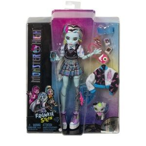 NWT Monster High FRANKIE STEIN Fashion Doll withBlue & Black Streaked Hair & Pet
